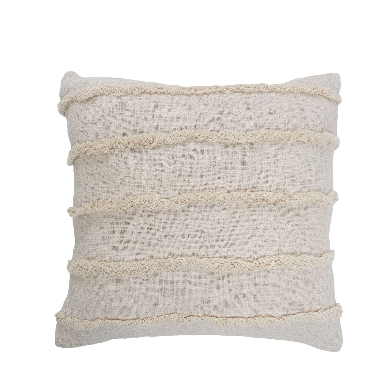 Laddha Home Designs 20" Ivory Overtufted Solid Square Throw Pillow